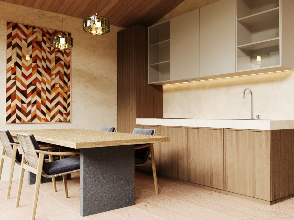 Sleek modern kitchen in a 1-bedroom pre-sale Punta Mita villa with custom finishes and natural light