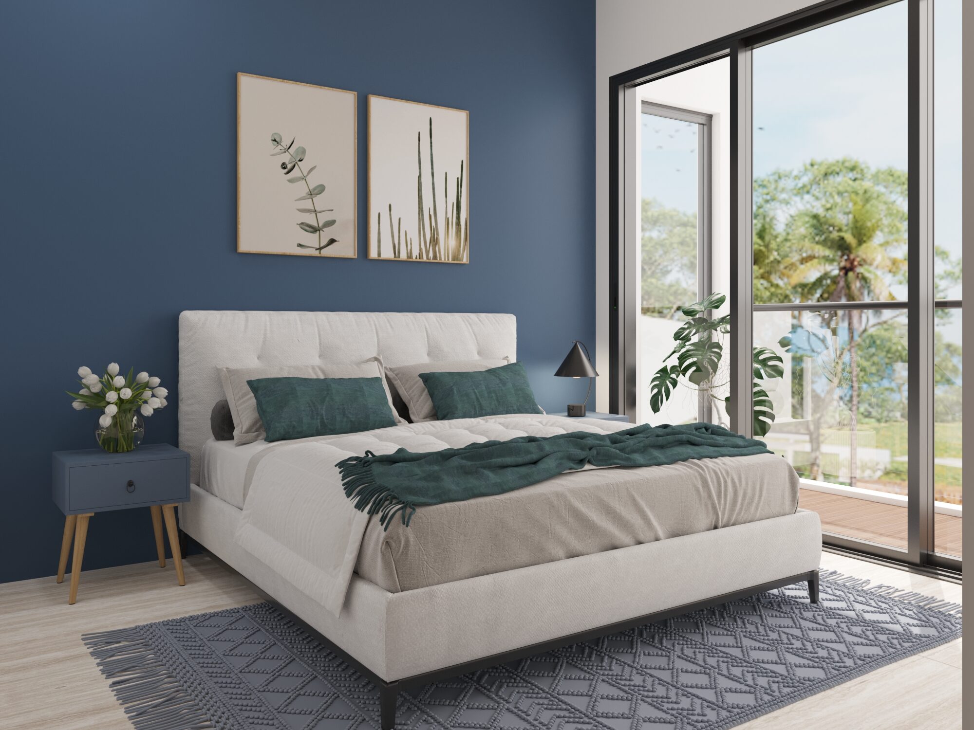 Luxurious bedroom in a pre-sale villa in Puerto Vallarta with elegant furnishings and tranquil ambiance.