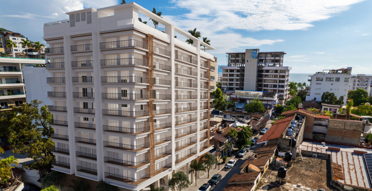Modern condo building in presale Puerto Vallarta real estate market