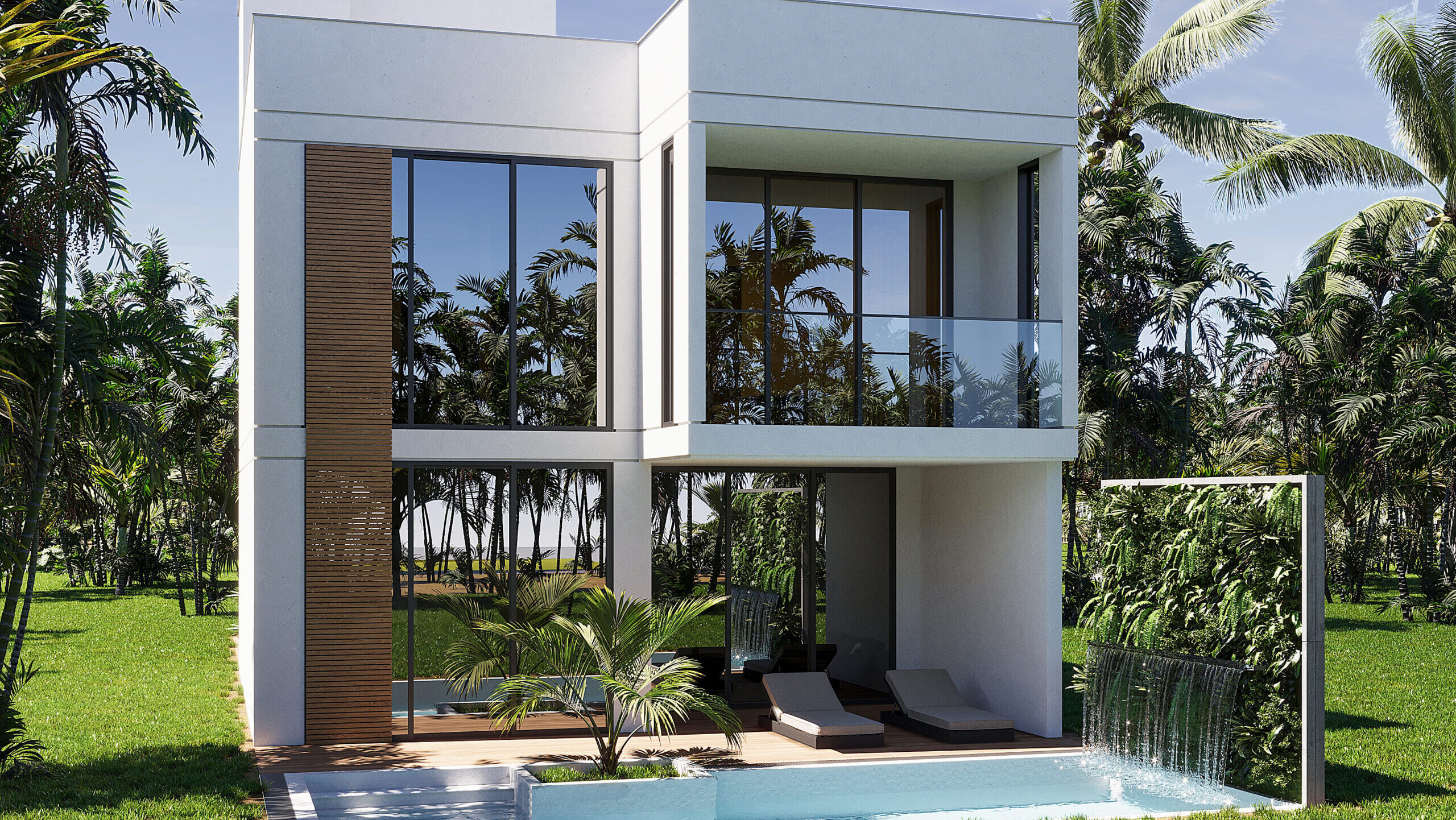 Modern two-story luxury villa with private pool and tropical surroundings in Puerto Vallarta.