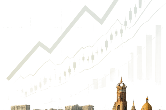 Puerto Vallarta real estate market 2025 growth concept with skyline and rising graph