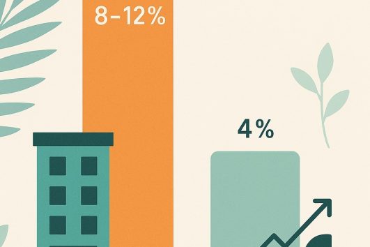 Chart comparing pre-sale condo rental ROI (8–12%) vs other investments (4%) in Puerto Vallarta