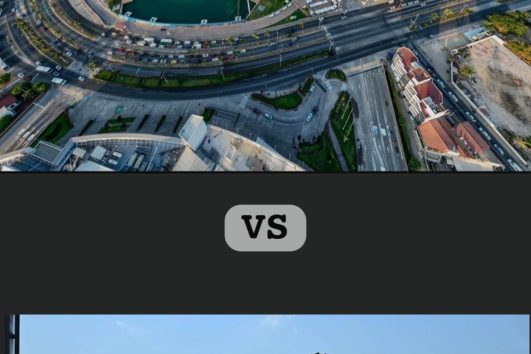 Puerto Vallarta cruise port aerial view compared with Acapulco waterfront sign showing tourism contrast between the two Mexican destinations